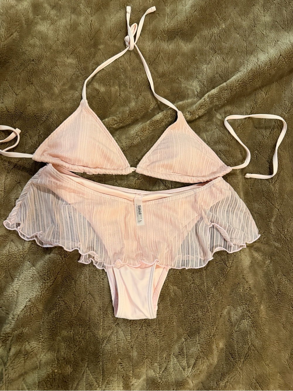 Women’s Light Pink Ruffle Bikini Set